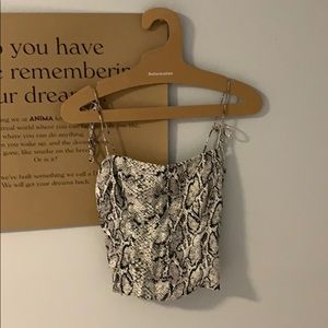 Reformation Snakeskin Print Strappy Top